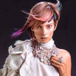 Custom neck sculpture with Kunzite, natural pink and lavender baroque coin pearls and a solid silver sculpture. Nena neck sclupture. Emma Lamb | Caribou Collection. FRIDA | Fine Jewellery.