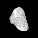 Custom 18kt white gold Fjord ring with pavé-set diamonds. Side | Ocean Collection. FRIDA | Fine Jewellery.