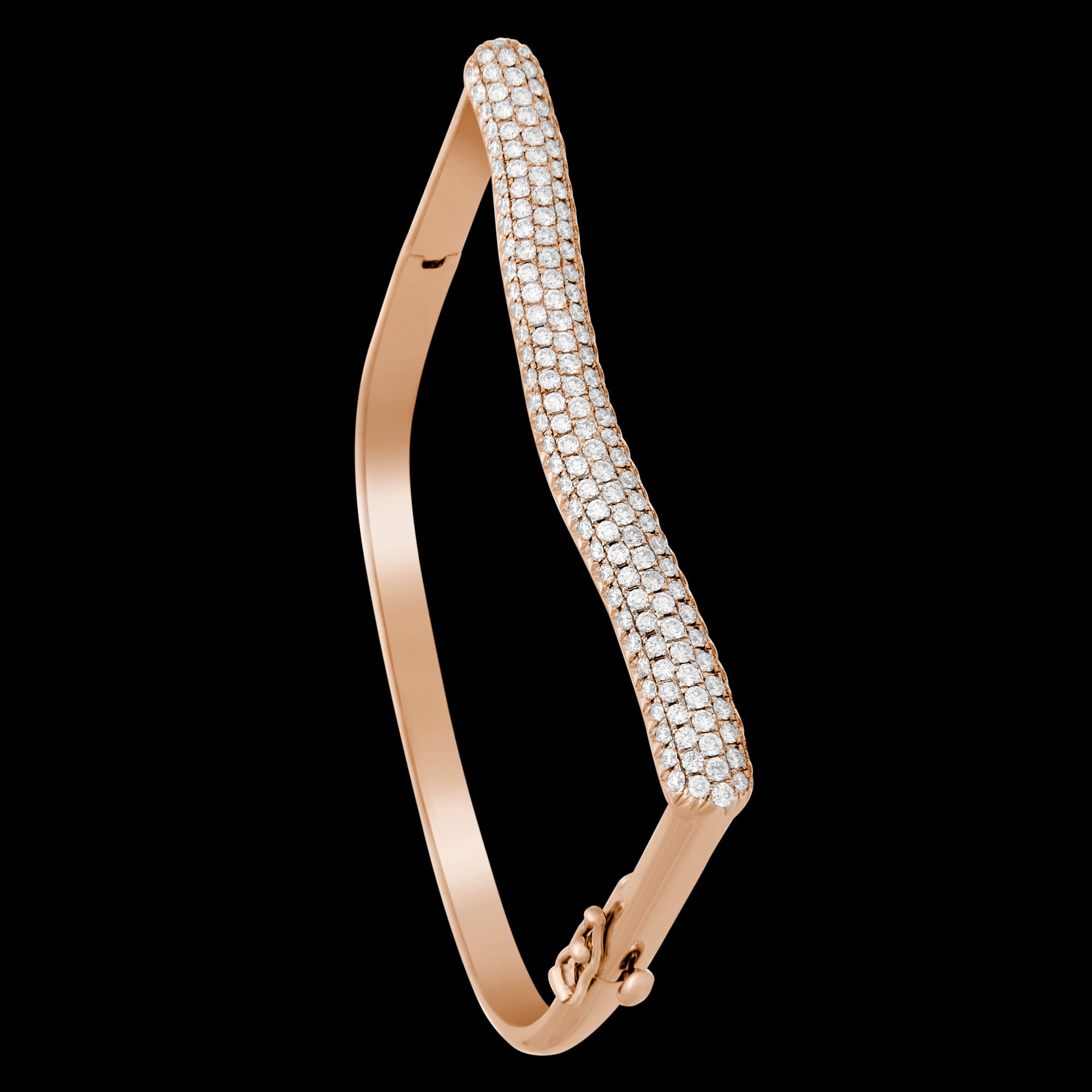 Custom 18kt pink gold Strata stacking bracelet with pave diamonds | Strata Collection. FRIDA | Fine Jewellery.