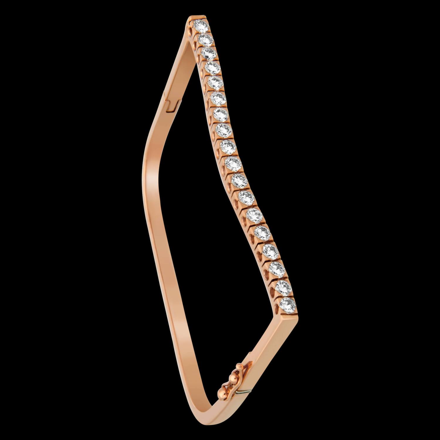 Custom 18kt pink gold bar Strata stacking bracelet with white diamonds | Strata Collection. FRIDA | Fine Jewellery.