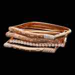 Custom 18kt pink gold stacking bracelets with gemstones and diamonds | Strata Collection. FRIDA | Fine Jewellery.
