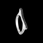 Custom 18kt white gold Strata stacking slice ring with pave black diamonds | Strata Collection. FRIDA | Fine Jewellery.