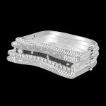 Custom 18kt white gold stacking bracelets with black and white diamonds | Strata Collection. FRIDA | Fine Jewellery.
