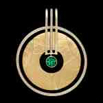 Custom 18kt yellow gold Bindu pendant with emerald and diamonds | Shield Collection. FRIDA | Fine Jewellery.