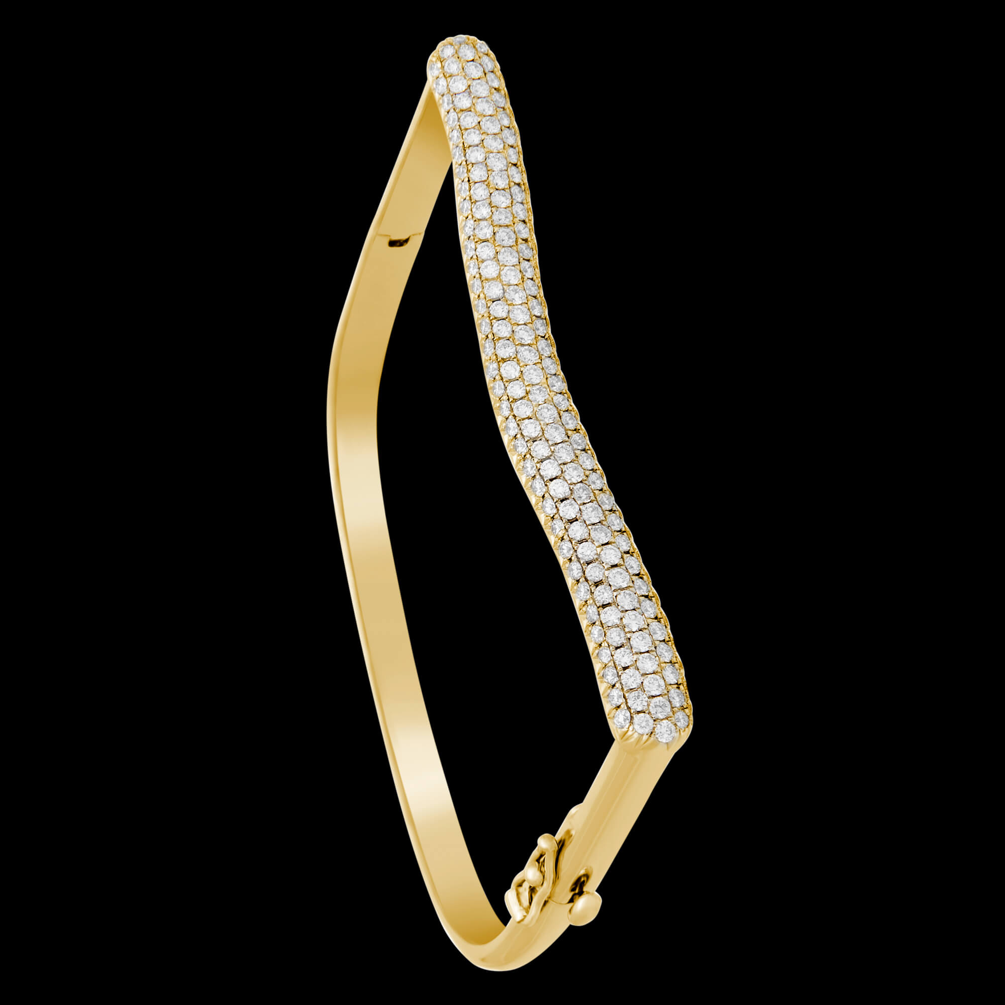 Custom 18kt yellow gold Strata stacking bracelet with pave diamonds | Strata Collection. FRIDA | Fine Jewellery.