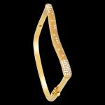 Custom brushed 18kt yellow gold Strata stacking bracelet with scattered white diamonds | Strata Collection. FRIDA | Fine Jewellery.