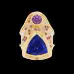 Custom sterling silver and 18kt ring with trillion tanzanite, pink sapphires and diamonds. Front | Shield Collection. FRIDA | Fine Jewellery.