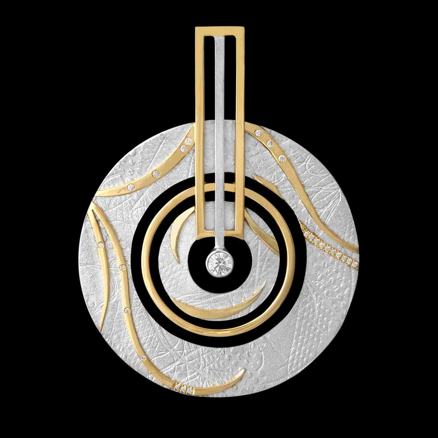 Custom sterling silver and 18kt yellow gold Bindu pendant with diamonds | Shield Collection. FRIDA | Fine Jewellery.