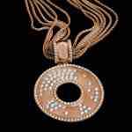 Custom 18kt pink gold pendant with scattered white diamonds with a diamond edge | Strata Collection. FRIDA | Fine Jewellery.