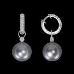 Custom 18kt white gold drop earrings with South Sea pearls and detachable diamond hoops. FRIDA | Fine Jewellery.