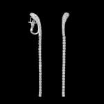 Custom 18kt white gold statement dangle earrings with diamonds. Side. FRIDA | Fine Jewellery