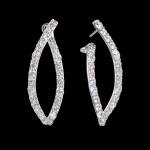 Custom 18lt white gold oval wave hoop earrings with diamonds. FRIDA | Fine Jewellery.