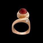 Custom 18kt pink gold Sol ring with a tourmaline and diamonds. Profile | Celestial Collection. FRIDA | Fine Jewellery.