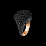 Custom 18kt pink gold and black rhodium unisex pinky ring with black diamonds. FRIDA | Fine Jewellery.