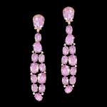 Custom 18kt pink gold dangle earrings with pink lavender amethyst and white diamonds. FRIDA | Fine Jewellery.