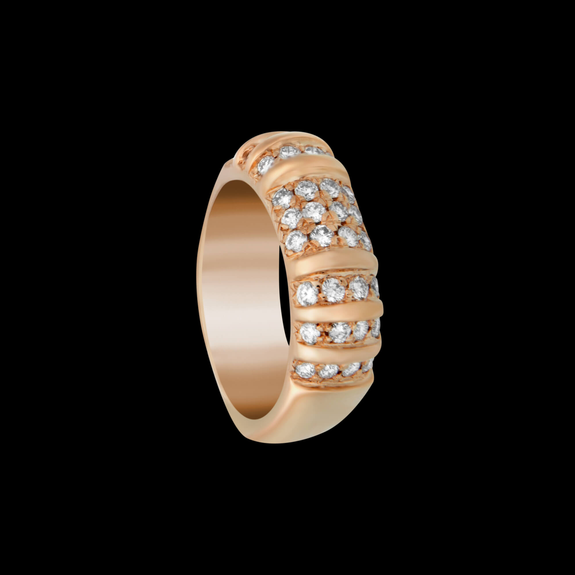 Custom 18kt pink gold signature Frida stacking ring with diamonds. FRIDA | Fine Jewellery.
