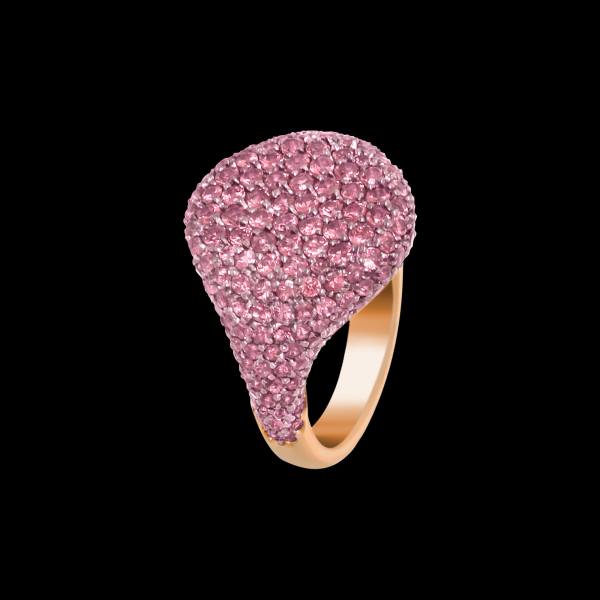 Custom 18kt pink gold unisex pinky ring with pink sapphires. FRIDA | Fine Jewellery.