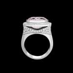 Custom 18kt white gold Empress ring with kunzite and diamonds. Profile. FRIDA | Fine Jewellery.