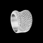 Custom 18kt white gold Saddle ring with pavé-set diamonds. FRIDA | Fine Jewellery.