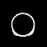 Custom 18kt white gold stacking ring with blue sapphires. Profile | Celestial Collection. FRIDA | Fine Jewellery.