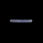 Custom 18kt white gold stacking ring with three rows of blue sapphires. Front | Celestial Collection. FRIDA | Fine Jewellery.