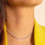 Custom 18kt white gold tennis necklace with 5ct diamonds. Perspective. FRIDA | Fine Jewellery.