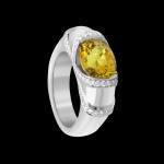 Custom 18kt yellow and white gold Solaris ring with a yellow sapphire and diamonds | Celestial Collection. FRIDA | Fine Jewellery.