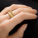 Custom 18kt yellow gold Carat Cake stacking ring with diamonds. Perspective. FRIDA | Fine Jewellery.
