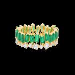 Custom 18kt yellow gold Crown ring with emeralds and diamonds. FRIDA | Fine Jewellery.
