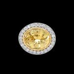 Custom 18kt yellow gold Empress ring with yellow sapphire, white, chocolate and yellow diamonds. Front. FRIDA | Fine Jewellery.