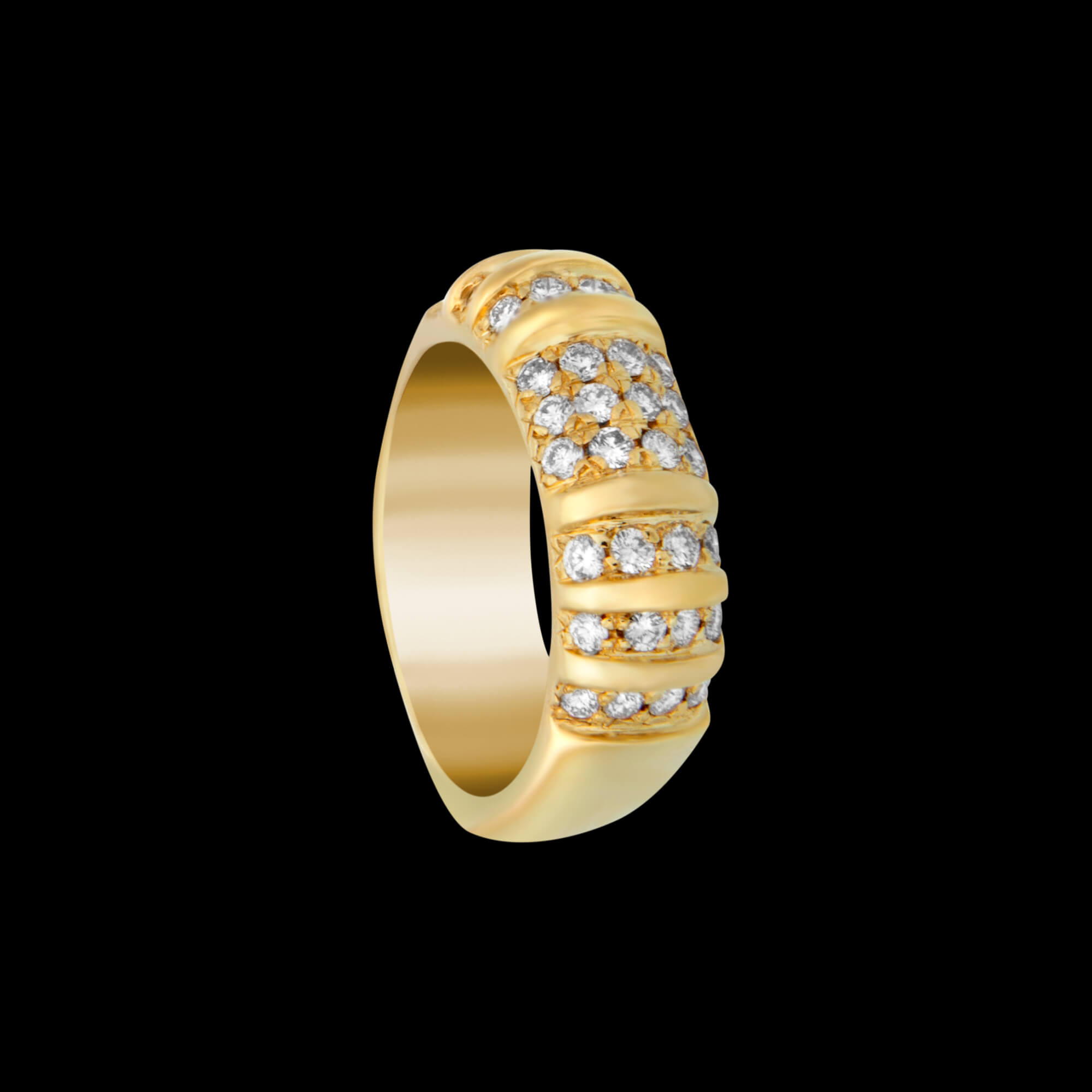 Custom 18kt yellow gold signature Frida stacking ring with diamonds. FRIDA | Fine Jewellery.