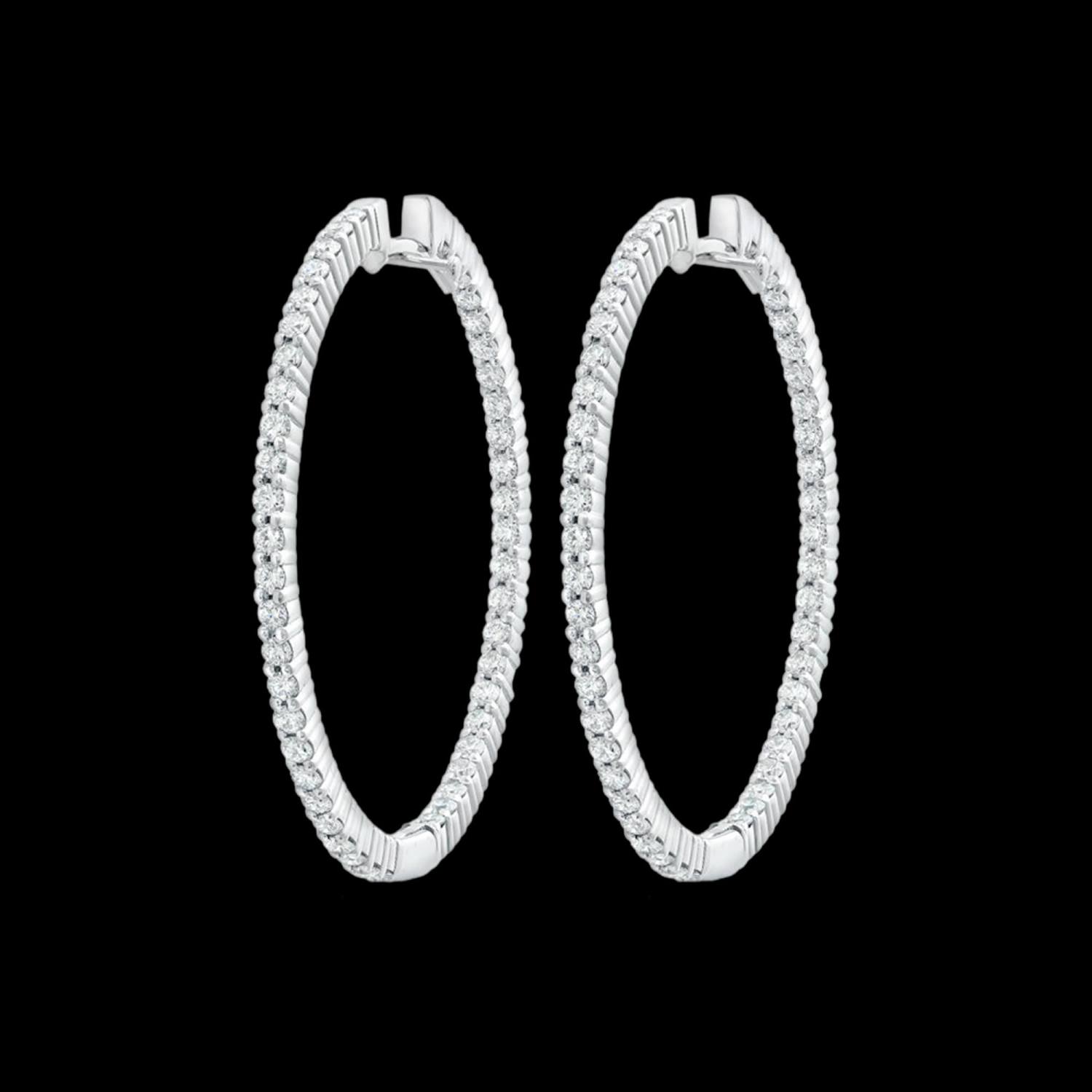 Custom 18kt white gold large round hoops with diamonds. FRIDA | Fine Jewellery.