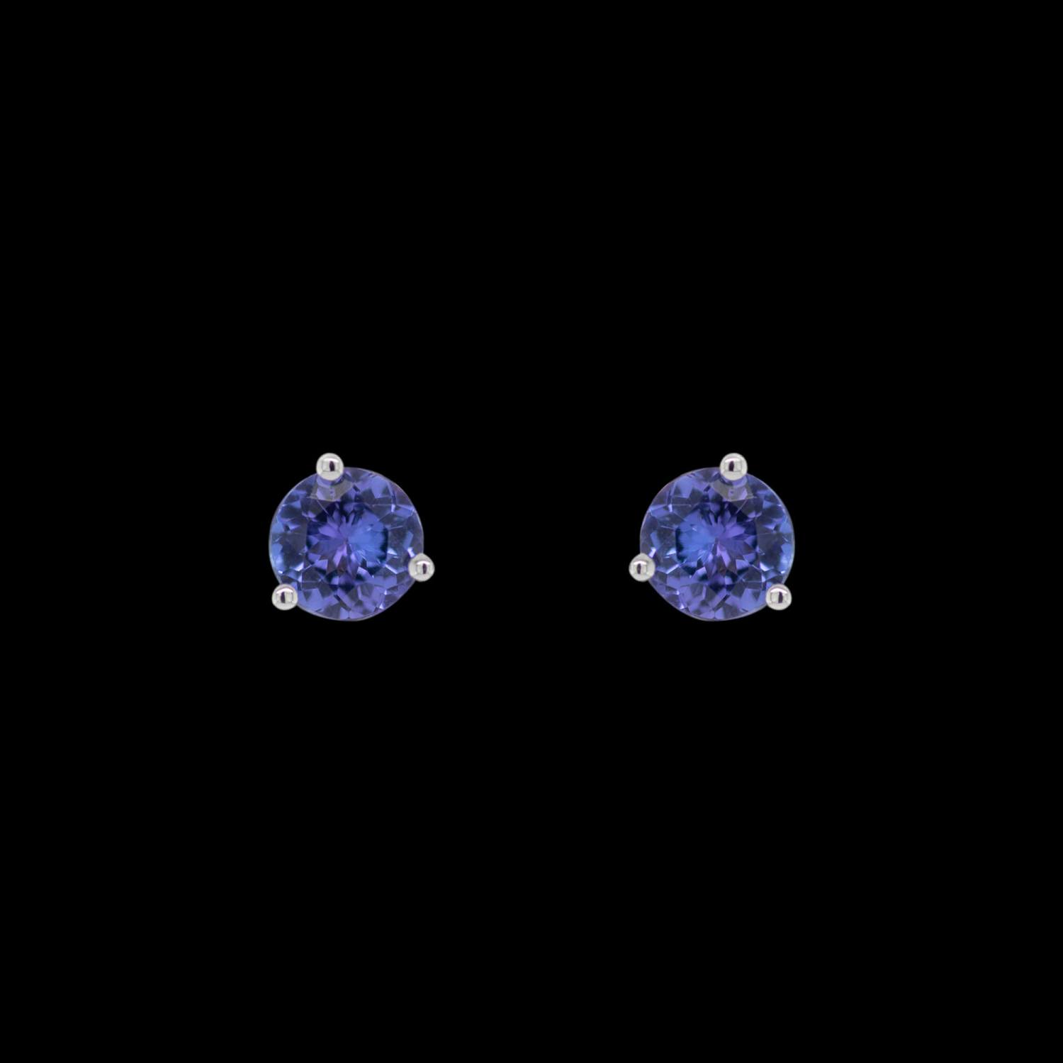 Custom 18kt white gold tanzanite stud earrings. FRIDA | Fine Jewellery.