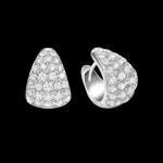 Custom 18kt white gold triangle huggie earrings with pavé-set diamonds. FRIDA | Fine Jewellery.