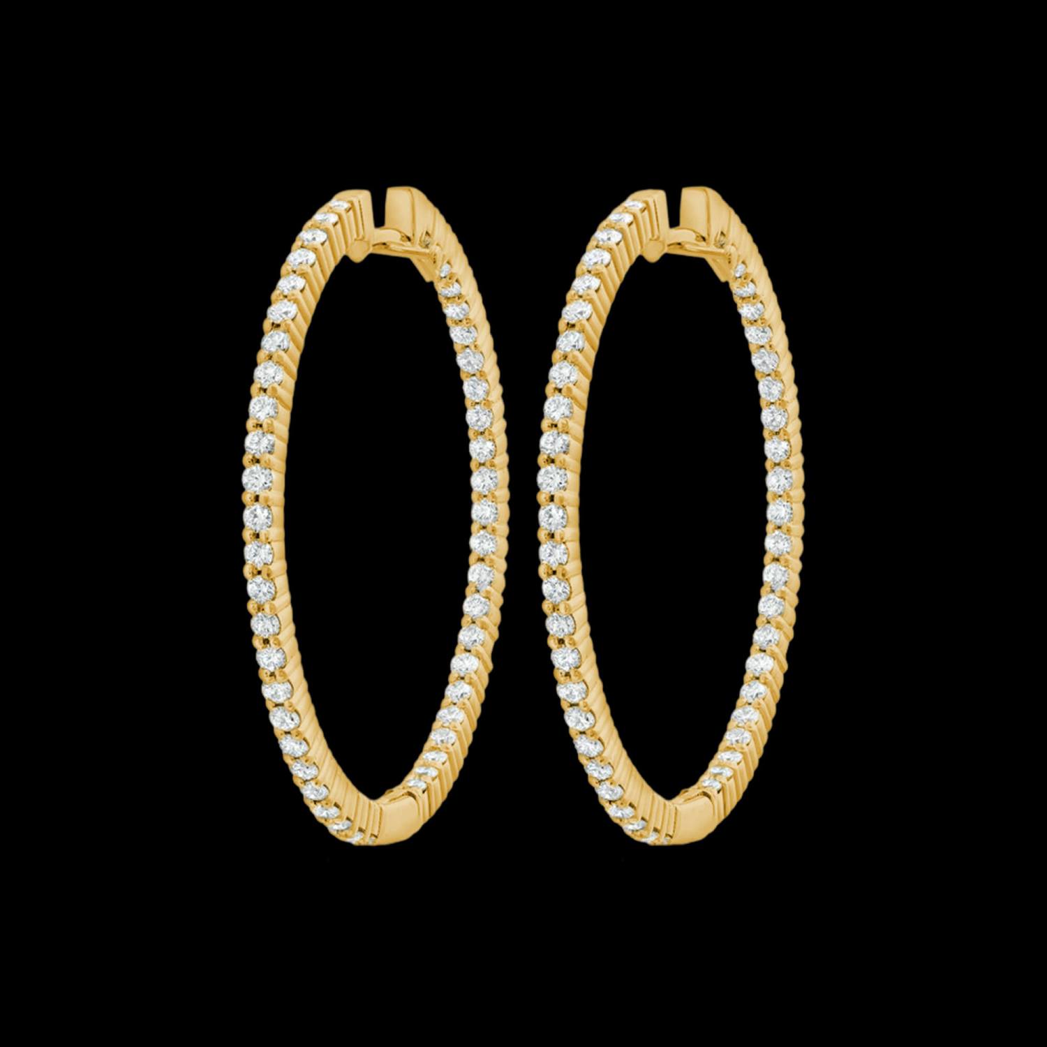 Custom 18kt yellow gold large round hoops with diamonds. FRIDA | Fine Jewellery.