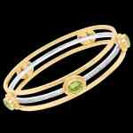 Bespoke 18kt yellow and white gold Reign bangle bracelet with chrysoberyls and diamonds. Side | Shield Collection. FRIDA | Fine Jewellery.