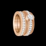 Custom 18kt pink gold single stone Elska ring with diamonds with band. Signature Engagement | FRIDA | Fine Jewellery.
