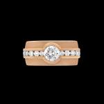 Custom 18kt pink gold single stone Elska ring with diamonds. Front. Signature Engagement | FRIDA | Fine Jewellery.