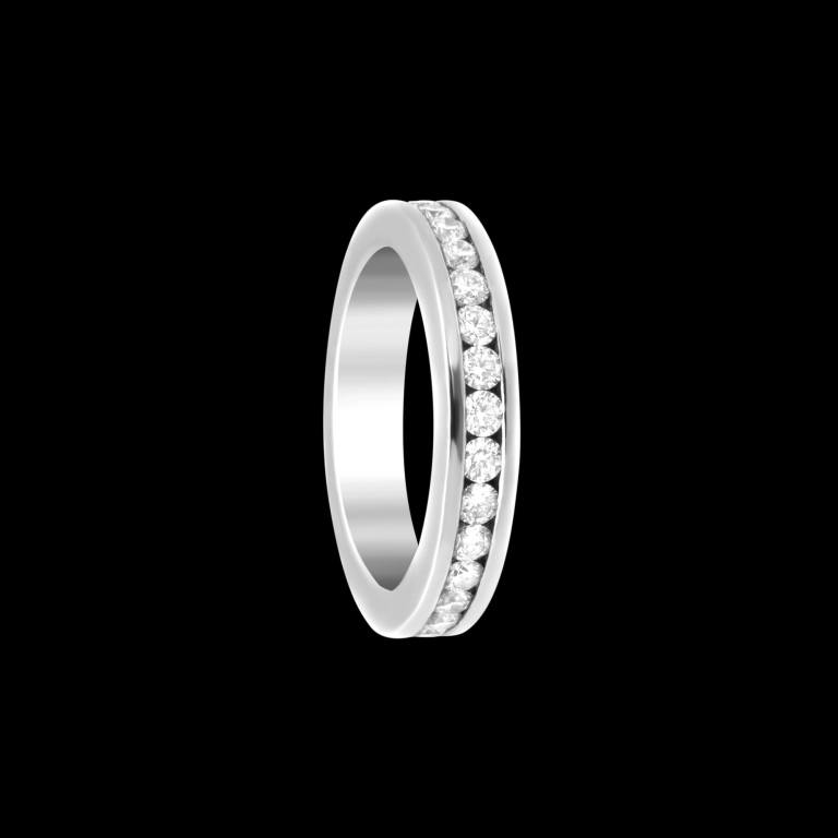 Custom 18kt white gold 3/4 eternity Elska band with diamonds. Signature Engagement | FRIDA | Fine Jewellery.
