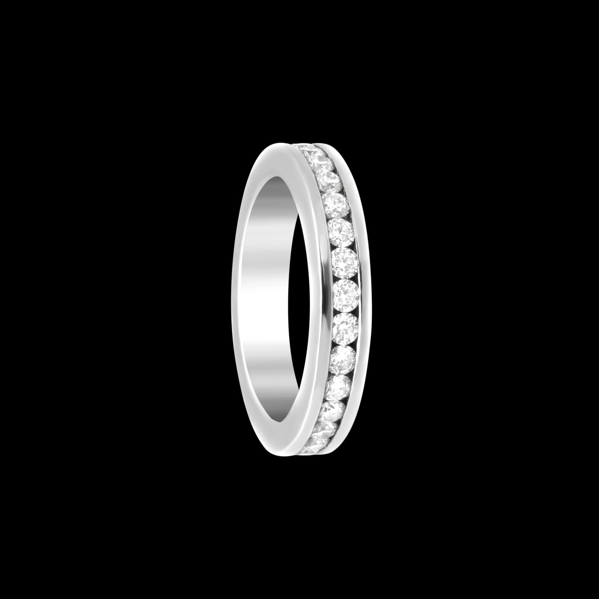 Custom 18kt white gold 3/4 eternity Elska band with diamonds. Signature Engagement | FRIDA | Fine Jewellery.