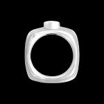 Custom 18kt white gold single stone rounded-square Elska ring with diamonds. Profile. Signature Engagement | FRIDA | Fine Jewellery.