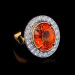 Custom 18kt yellow and white gold Empress ring with a Mandarin spessartite garnet, tsavorites and diamonds. Video. FRIDA | Fine Jewellery.