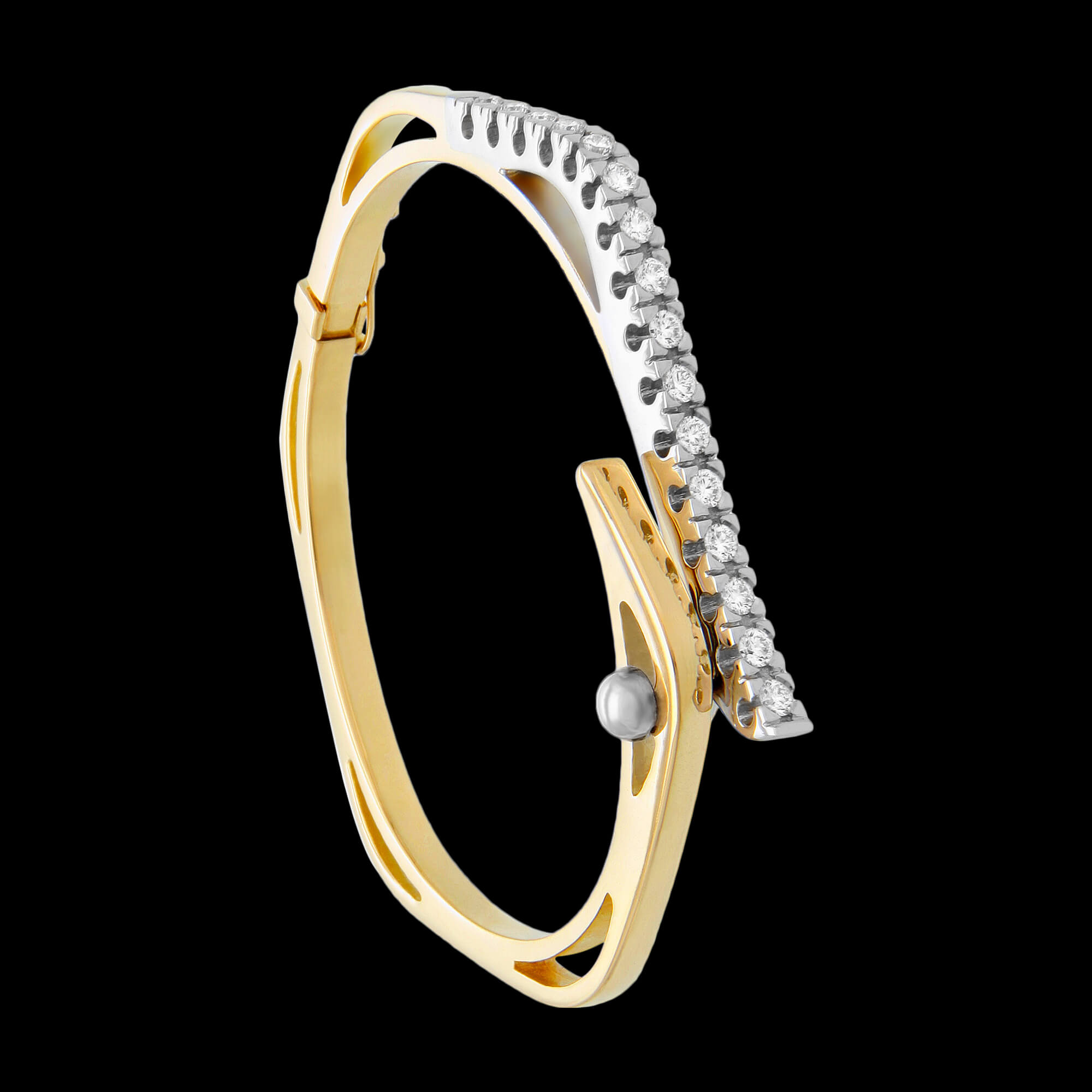 Custom 18kt yellow and white gold Wave bracelet with diamonds. FRIDA | Fine Jewellery.