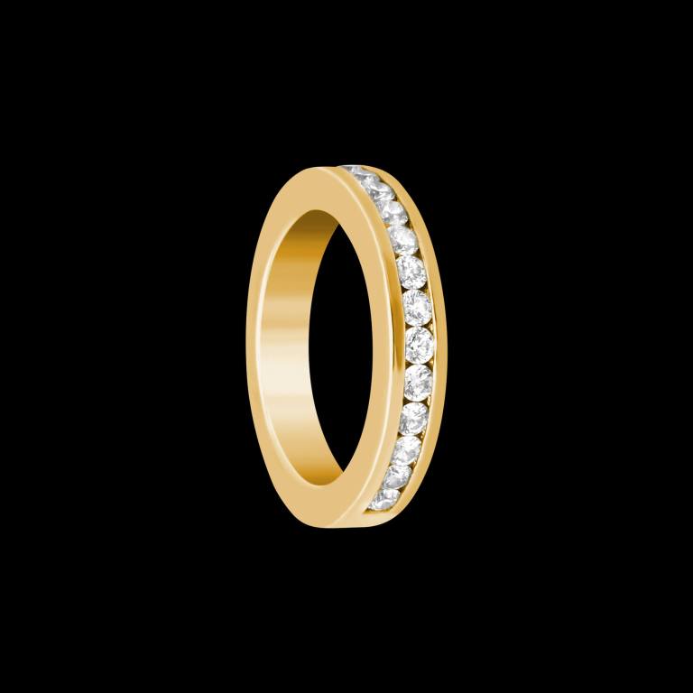 Custom 18kt yellow gold 3/4 eternity Elska band with diamonds. Side. Signature Engagement | FRIDA | Fine Jewellery.