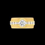 Custom 18kt yellow gold single stone Elska ring with diamonds. Front. Signature Engagement | FRIDA | Fine Jewellery.