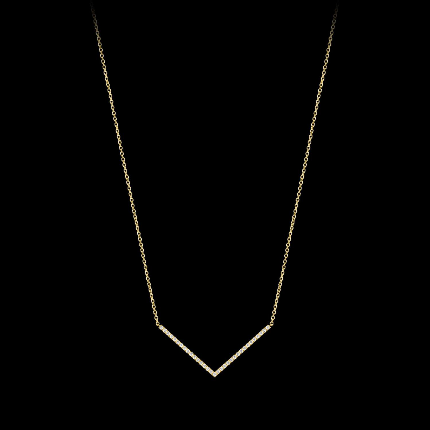Custom 18kt yellow gold 'V' necklace with diamonds. FRIDA | Fine Jewellery.