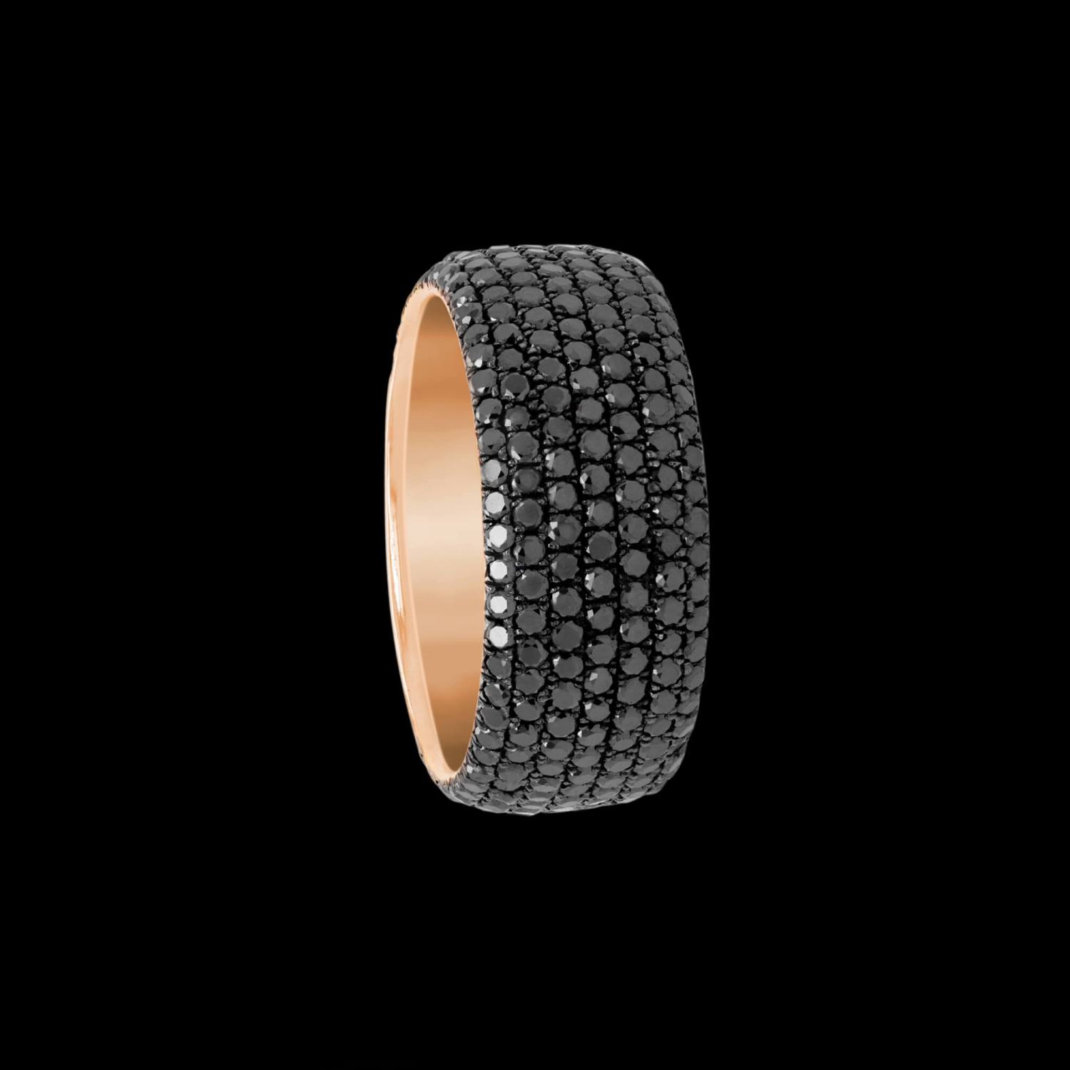 Bespoke 18kt pink gold and black rhodium wedding band with black diamonds | Engagement. FRIDA | Fine Jewellery.