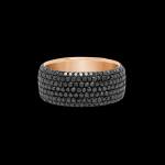 Bespoke 18kt pink gold and black rhodium wedding band with black diamonds. Front | Engagement. FRIDA | Fine Jewellery.