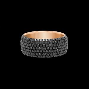 Bespoke 18kt pink gold and black rhodium wedding band with black diamonds. Front | Engagement. FRIDA | Fine Jewellery.