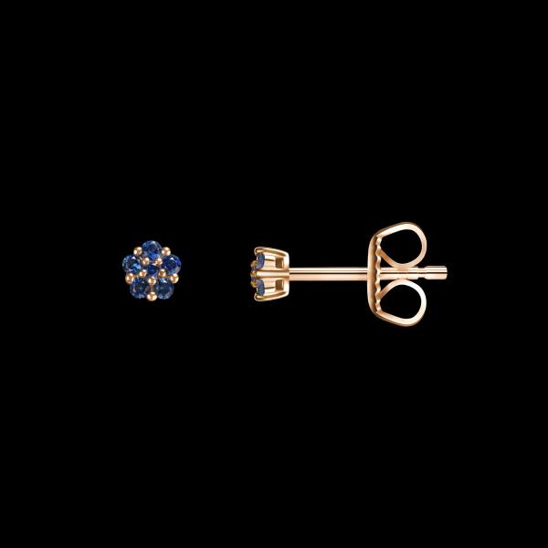Custom 18kt pink gold cluster stud earrings with blue sapphires. FRIDA | Fine Jewellery.